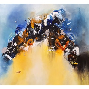 S. M. Naqvi, 36 x 36 Inch, Acrylic on Canvas, Abstract Painting, AC-SMN-165